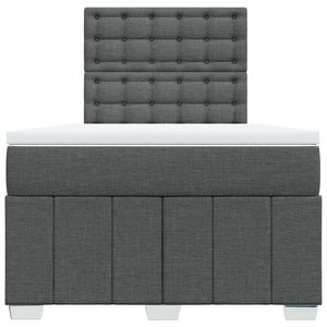 Κρεβάτι Boxspring με Στρώμα Σκούρο Γκρι 120x200 εκ. Υφασμάτινο - Pakobazaar