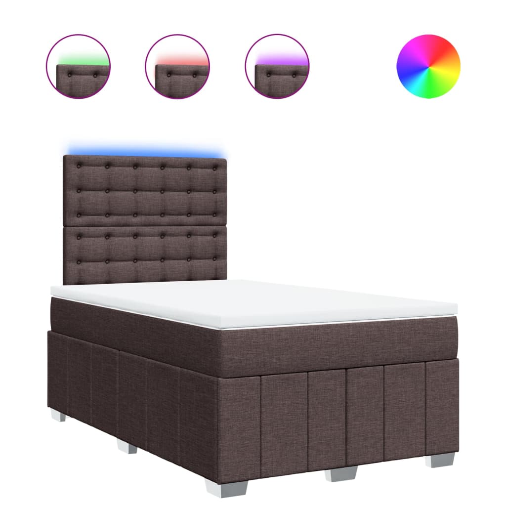 Κρεβάτι Boxspring με Στρώμα Σκούρο Καφέ 120x200 εκ. Υφασμάτινο - Pakobazaar