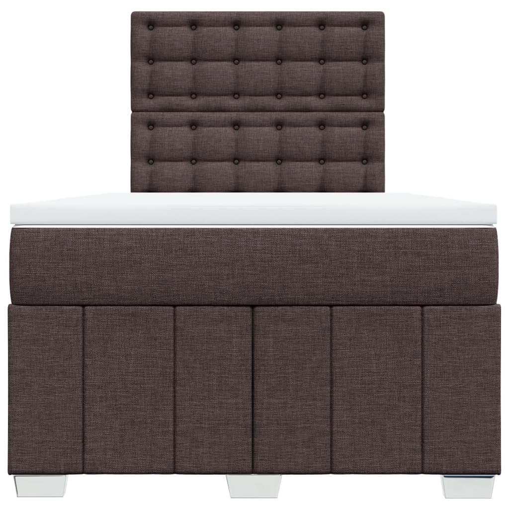 Κρεβάτι Boxspring με Στρώμα Σκούρο Καφέ 120x200 εκ. Υφασμάτινο - Pakobazaar