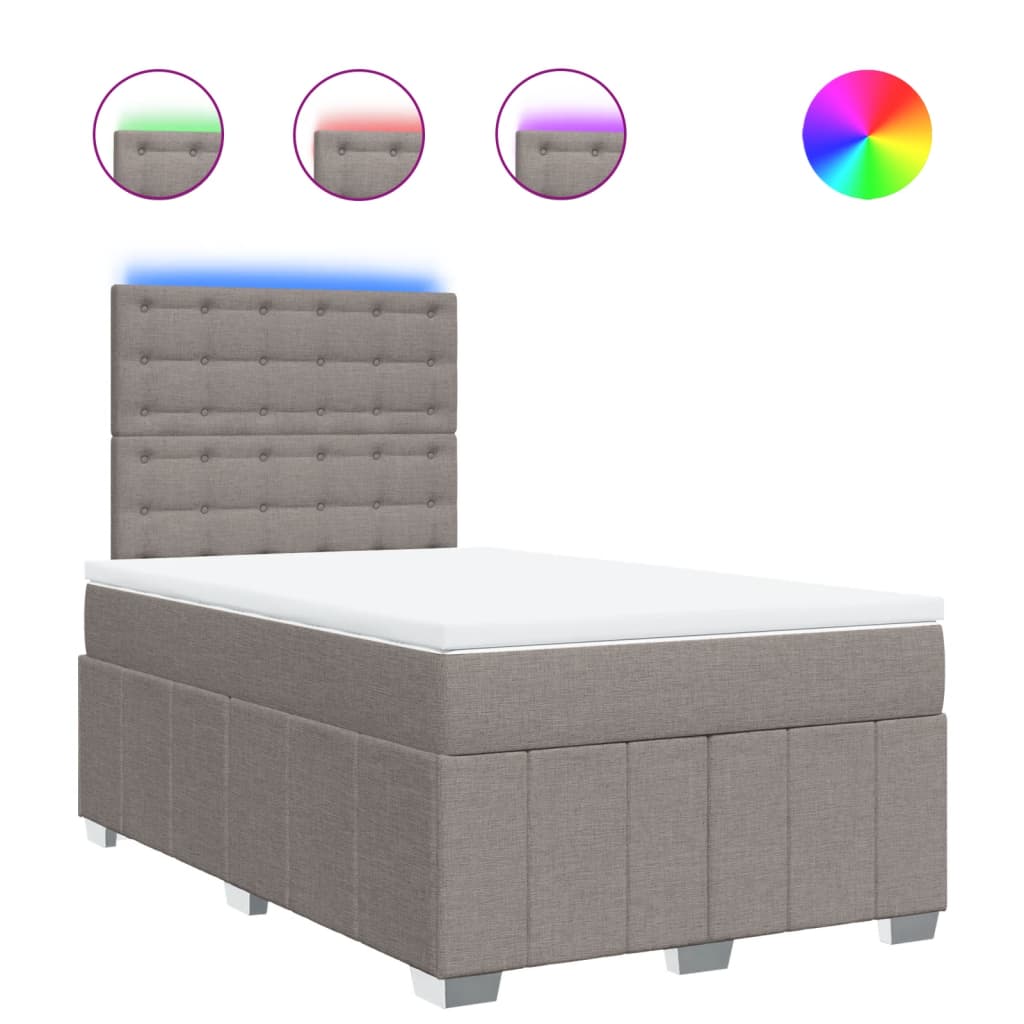Κρεβάτι Boxspring με Στρώμα Taupe 120x200 εκ. Υφασμάτινο - Pakobazaar