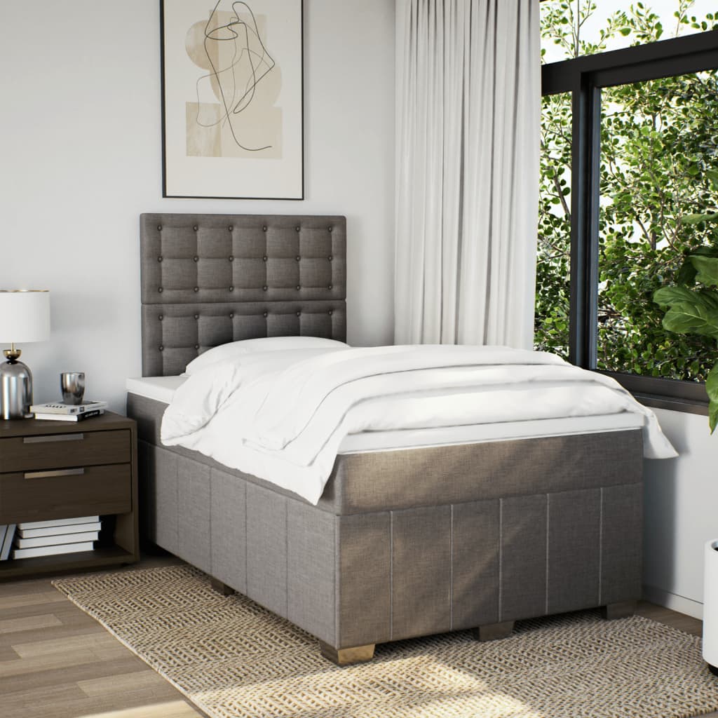 Κρεβάτι Boxspring με Στρώμα Taupe 120x200 εκ. Υφασμάτινο - Pakobazaar