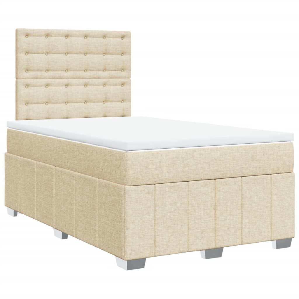 Κρεβάτι Boxspring με Στρώμα Κρεμ 120x200 εκ. Υφασμάτινο - Pakobazaar