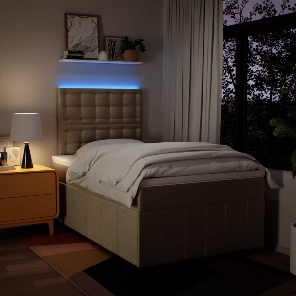 Κρεβάτι Boxspring με Στρώμα Κρεμ 120x200 εκ. Υφασμάτινο - Pakobazaar