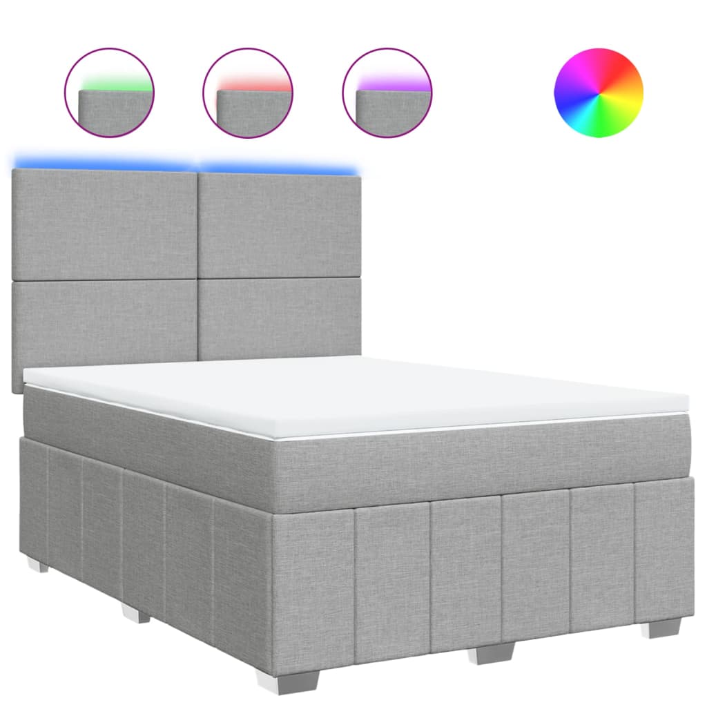 Κρεβάτι Boxspring με Στρώμα Ανοιχτό Γκρι 140x190 εκ. Υφασμάτινο - Pakobazaar
