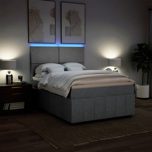 Κρεβάτι Boxspring με Στρώμα Ανοιχτό Γκρι 140x190 εκ. Υφασμάτινο - Pakobazaar
