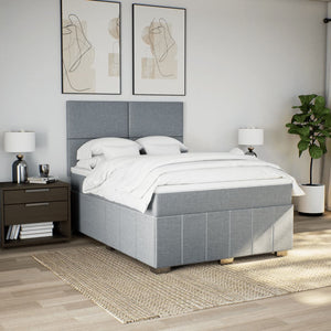 Κρεβάτι Boxspring με Στρώμα Ανοιχτό Γκρι 140x190 εκ. Υφασμάτινο - Pakobazaar