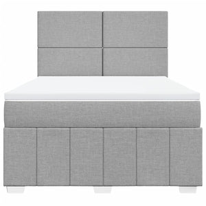 Κρεβάτι Boxspring με Στρώμα Ανοιχτό Γκρι 140x190 εκ. Υφασμάτινο - Pakobazaar