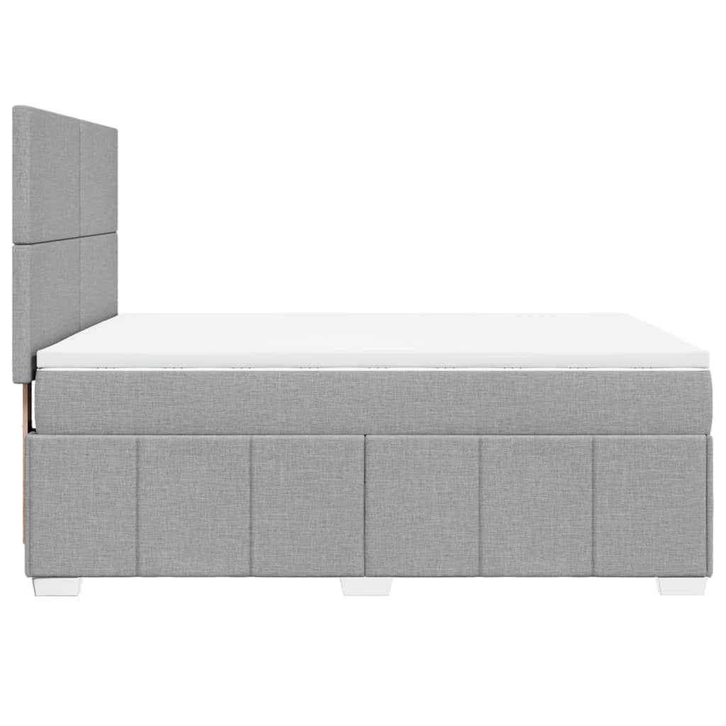 Κρεβάτι Boxspring με Στρώμα Ανοιχτό Γκρι 140x190 εκ. Υφασμάτινο - Pakobazaar