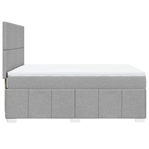 Κρεβάτι Boxspring με Στρώμα Ανοιχτό Γκρι 140x190 εκ. Υφασμάτινο - Pakobazaar