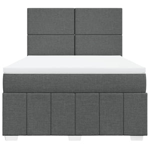 Κρεβάτι Boxspring με Στρώμα Σκούρο Γκρι 140x190 εκ. Υφασμάτινο - Pakobazaar