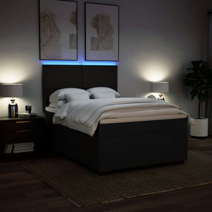 Κρεβάτι Boxspring με Στρώμα Μαύρο 140x190 εκ. Υφασμάτινο - Pakobazaar