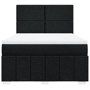 Κρεβάτι Boxspring με Στρώμα Μαύρο 140x190 εκ. Υφασμάτινο - Pakobazaar