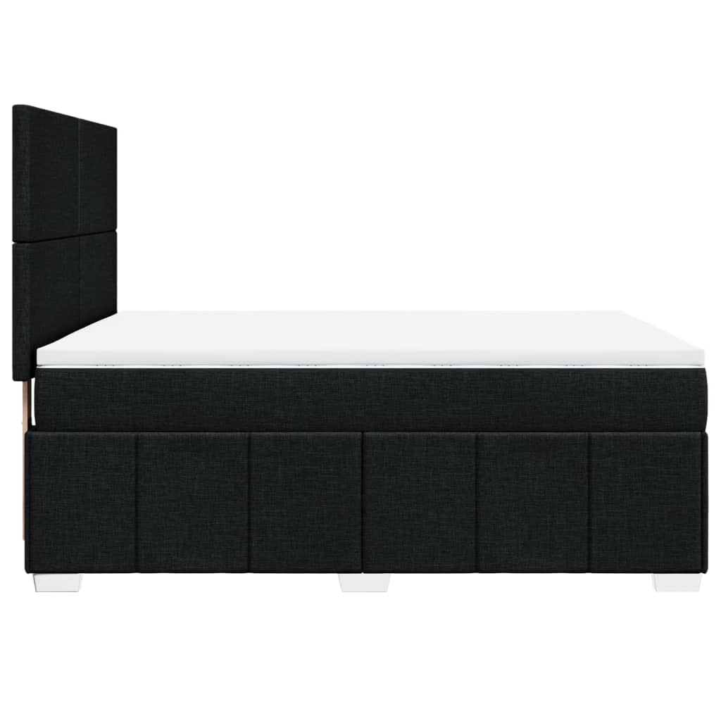 Κρεβάτι Boxspring με Στρώμα Μαύρο 140x190 εκ. Υφασμάτινο - Pakobazaar