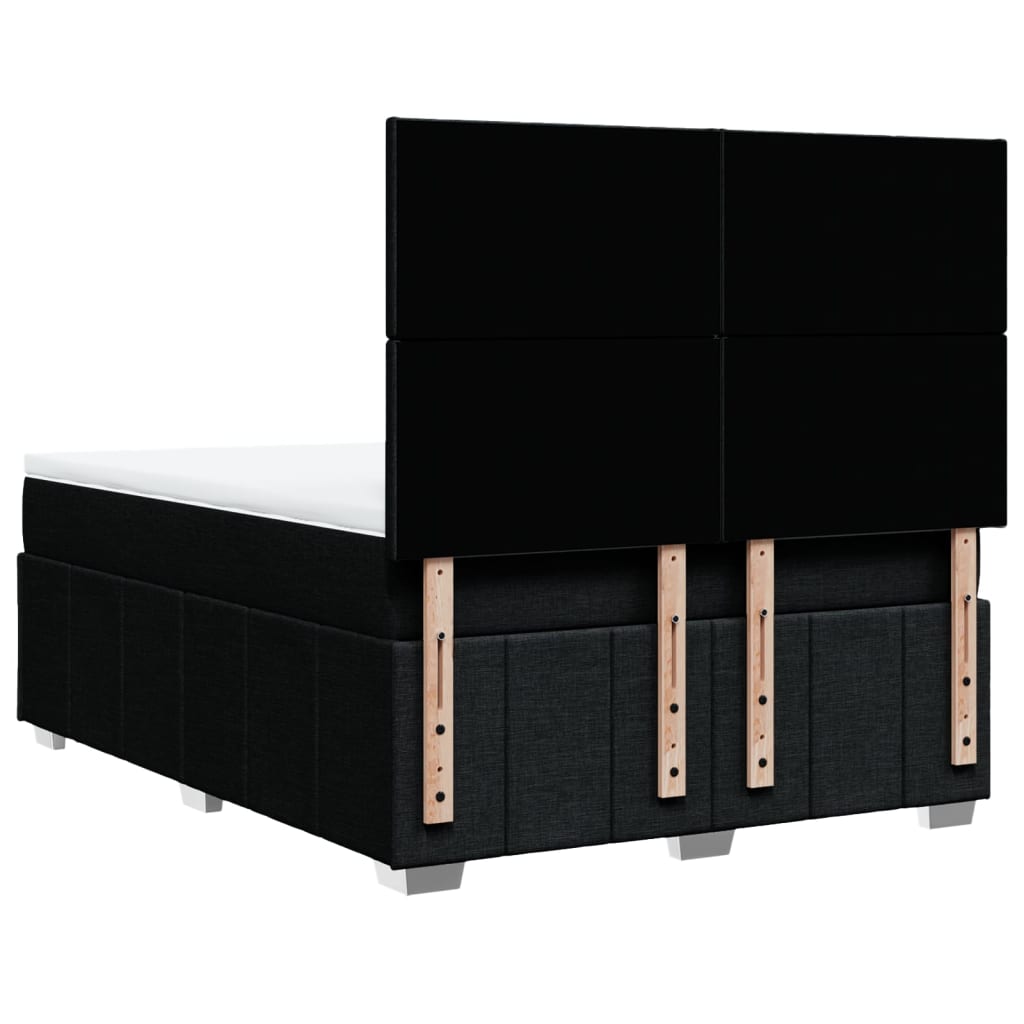 Κρεβάτι Boxspring με Στρώμα Μαύρο 140x190 εκ. Υφασμάτινο - Pakobazaar