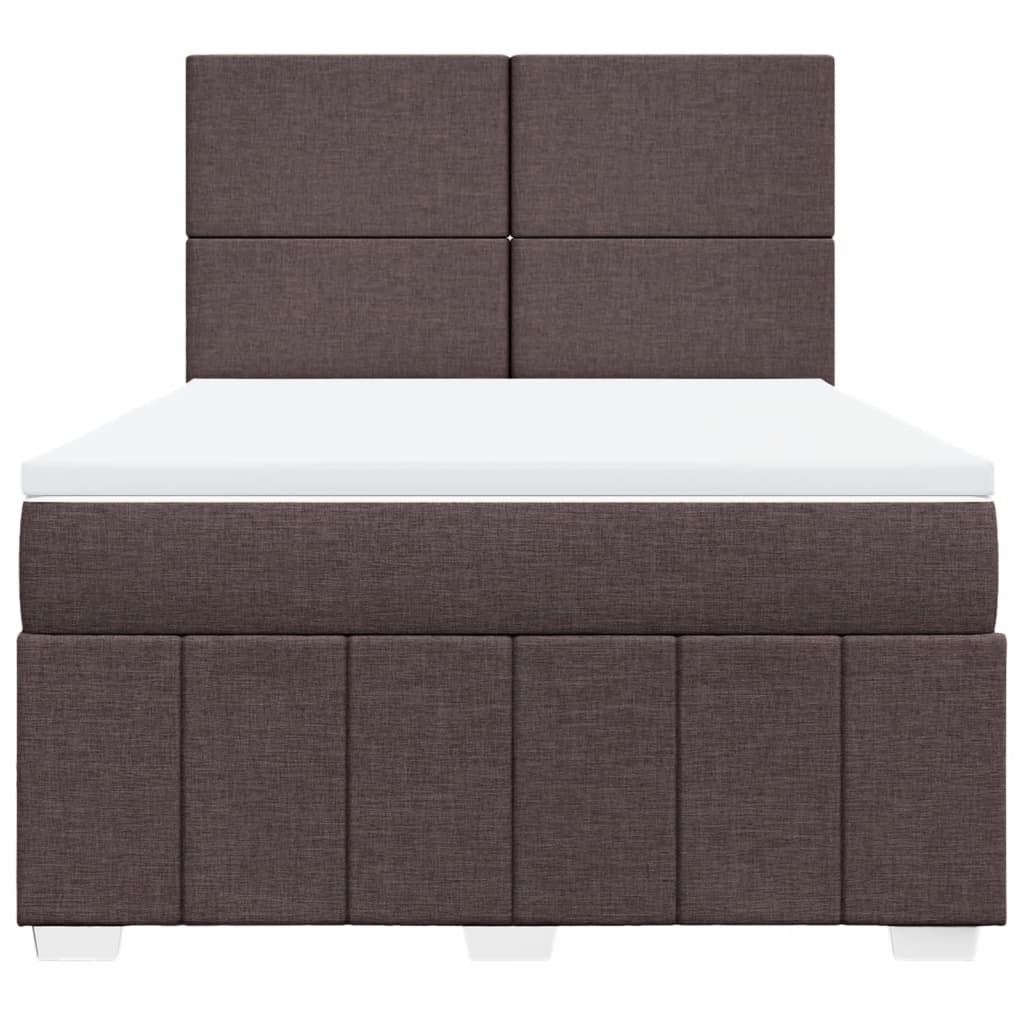Κρεβάτι Boxspring με Στρώμα Σκούρο Καφέ 140x190 εκ. Υφασμάτινο