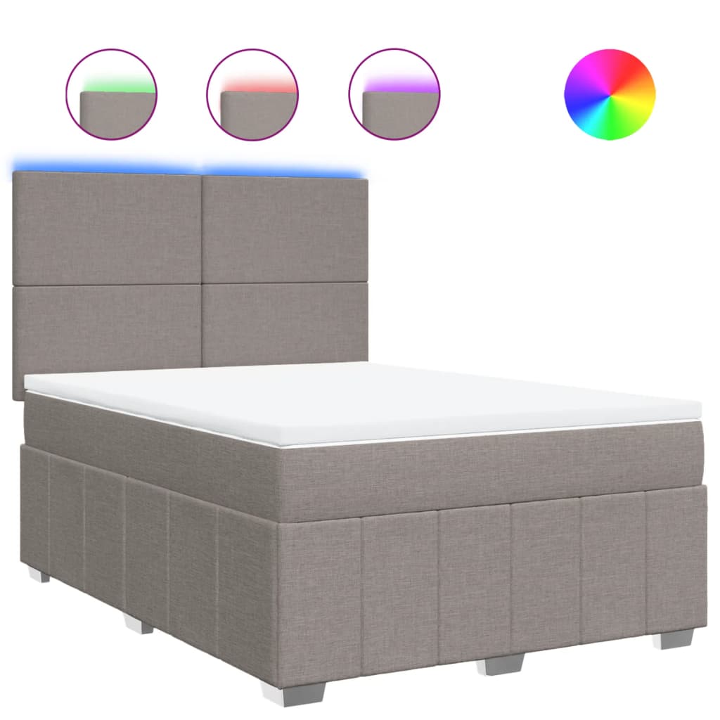 Κρεβάτι Boxspring με Στρώμα Taupe 140x190 εκ. Υφασμάτινο - Pakobazaar