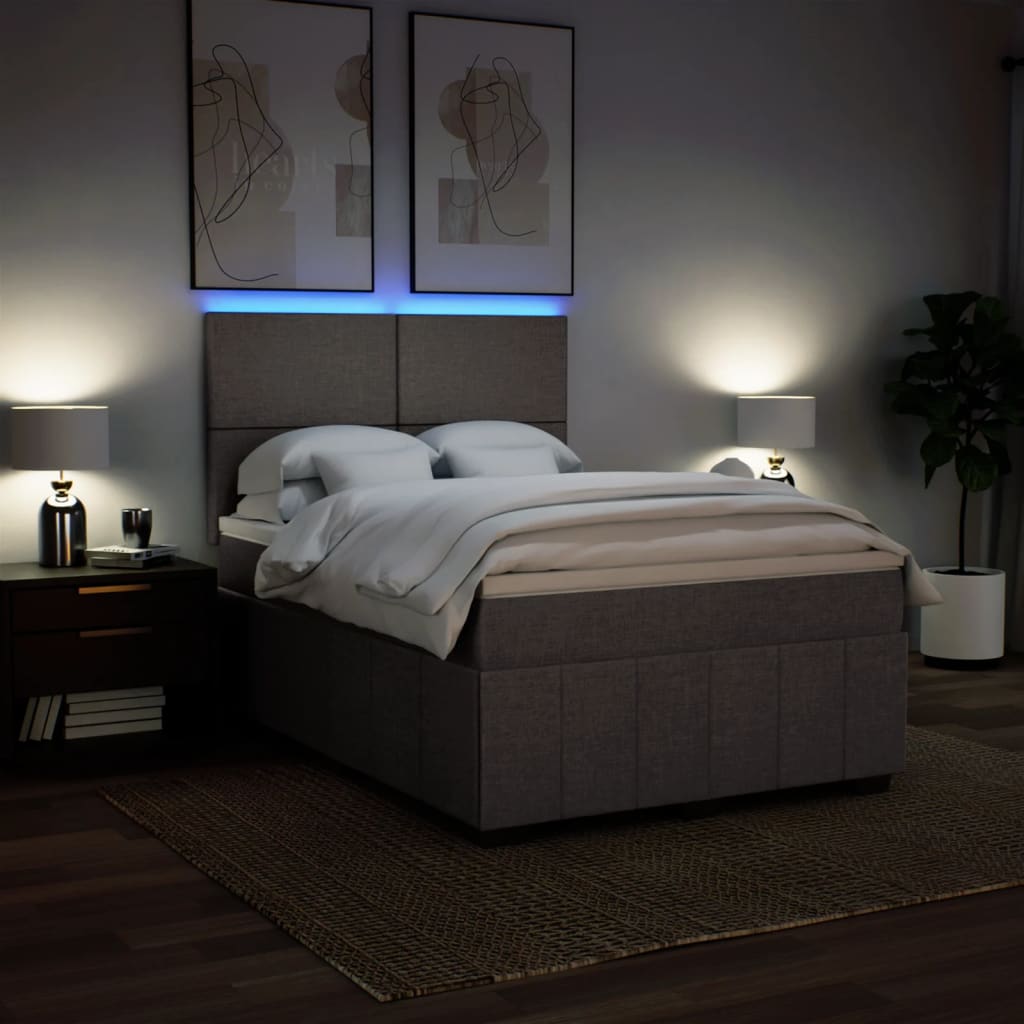 Κρεβάτι Boxspring με Στρώμα Taupe 140x190 εκ. Υφασμάτινο - Pakobazaar