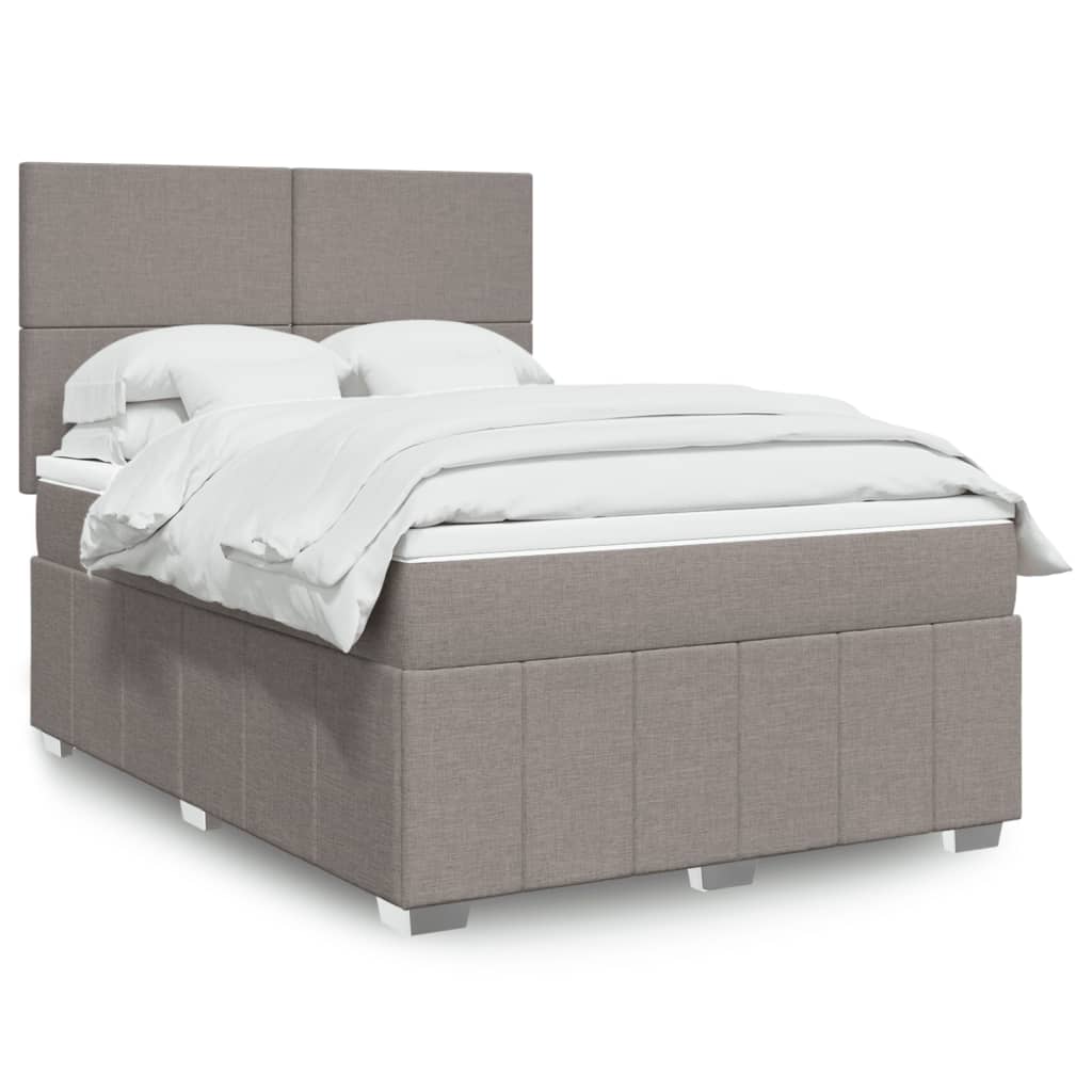 Κρεβάτι Boxspring με Στρώμα Taupe 140x190 εκ. Υφασμάτινο - Pakobazaar