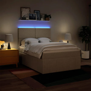 Κρεβάτι Boxspring με Στρώμα Κρεμ 140x190 εκ. Υφασμάτινο - Pakobazaar