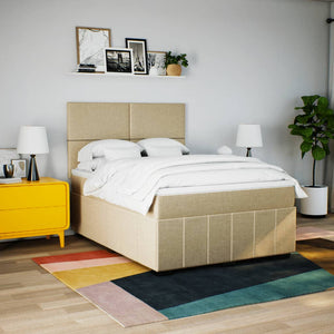 Κρεβάτι Boxspring με Στρώμα Κρεμ 140x190 εκ. Υφασμάτινο - Pakobazaar