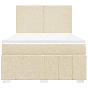 Κρεβάτι Boxspring με Στρώμα Κρεμ 140x190 εκ. Υφασμάτινο - Pakobazaar