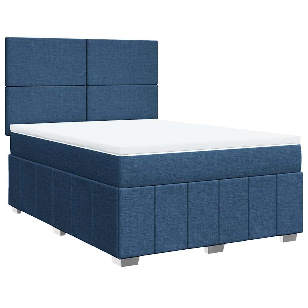 Κρεβάτι Boxspring με Στρώμα Μπλε 140x190 εκ. Υφασμάτινο