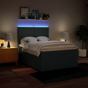 Κρεβάτι Boxspring με Στρώμα Μπλε 140x190 εκ. Υφασμάτινο