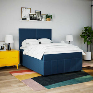 Κρεβάτι Boxspring με Στρώμα Μπλε 140x190 εκ. Υφασμάτινο