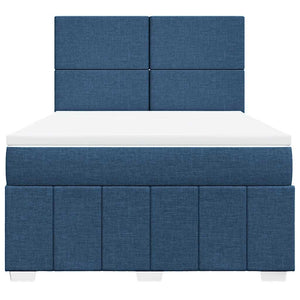 Κρεβάτι Boxspring με Στρώμα Μπλε 140x190 εκ. Υφασμάτινο