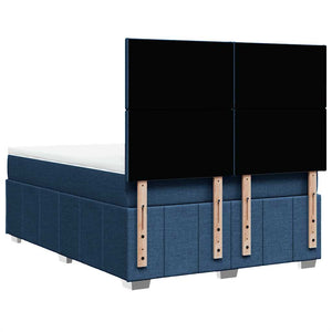 Κρεβάτι Boxspring με Στρώμα Μπλε 140x190 εκ. Υφασμάτινο