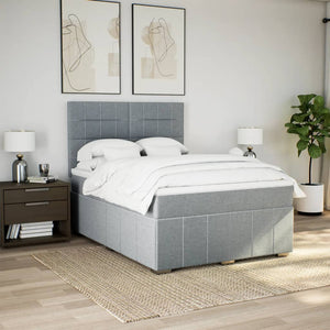 Κρεβάτι Boxspring με Στρώμα Ανοιχτό Γκρι 140x190 εκ. Υφασμάτινο - Pakobazaar
