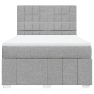 Κρεβάτι Boxspring με Στρώμα Ανοιχτό Γκρι 140x190 εκ. Υφασμάτινο - Pakobazaar
