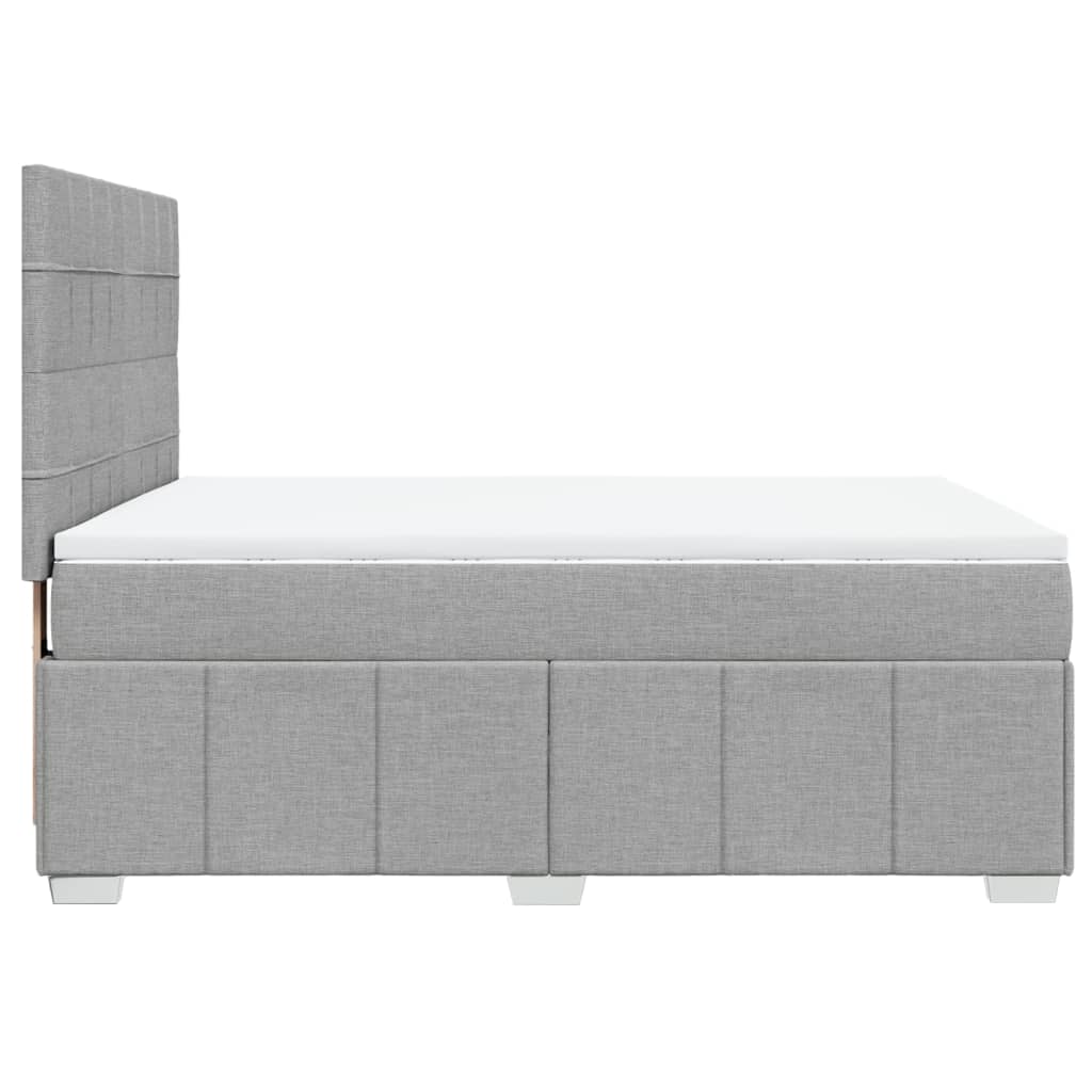 Κρεβάτι Boxspring με Στρώμα Ανοιχτό Γκρι 140x190 εκ. Υφασμάτινο - Pakobazaar