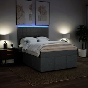 Κρεβάτι Boxspring με Στρώμα Σκούρο Γκρι 140x190 εκ. Υφασμάτινο - Pakobazaar