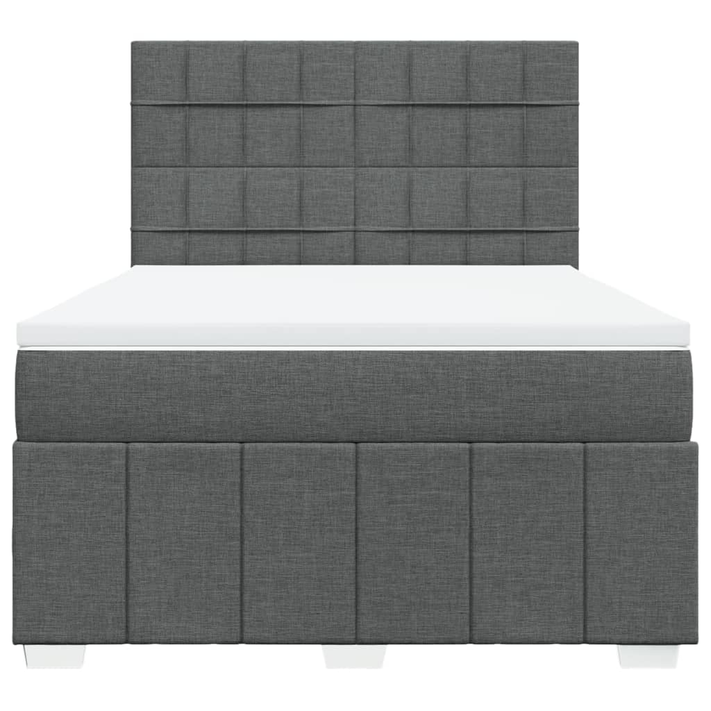 Κρεβάτι Boxspring με Στρώμα Σκούρο Γκρι 140x190 εκ. Υφασμάτινο - Pakobazaar