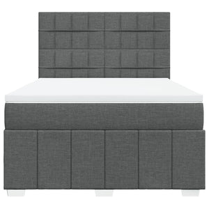 Κρεβάτι Boxspring με Στρώμα Σκούρο Γκρι 140x190 εκ. Υφασμάτινο - Pakobazaar
