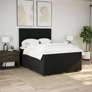 Κρεβάτι Boxspring με Στρώμα Μαύρο 140x190 εκ. Υφασμάτινο - Pakobazaar