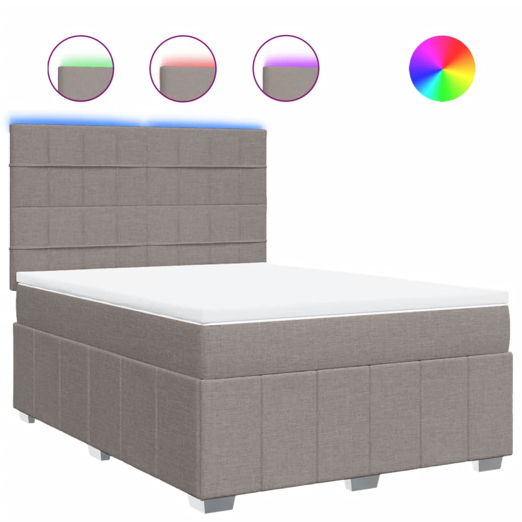 Κρεβάτι Boxspring με Στρώμα Taupe 140x190 εκ. Υφασμάτινο - Pakobazaar