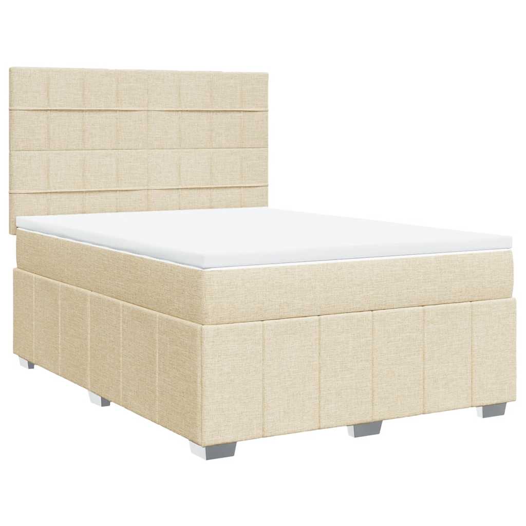 Κρεβάτι Boxspring με Στρώμα Κρεμ 140x190 εκ. Υφασμάτινο - Pakobazaar