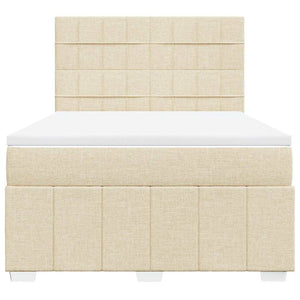 Κρεβάτι Boxspring με Στρώμα Κρεμ 140x190 εκ. Υφασμάτινο - Pakobazaar