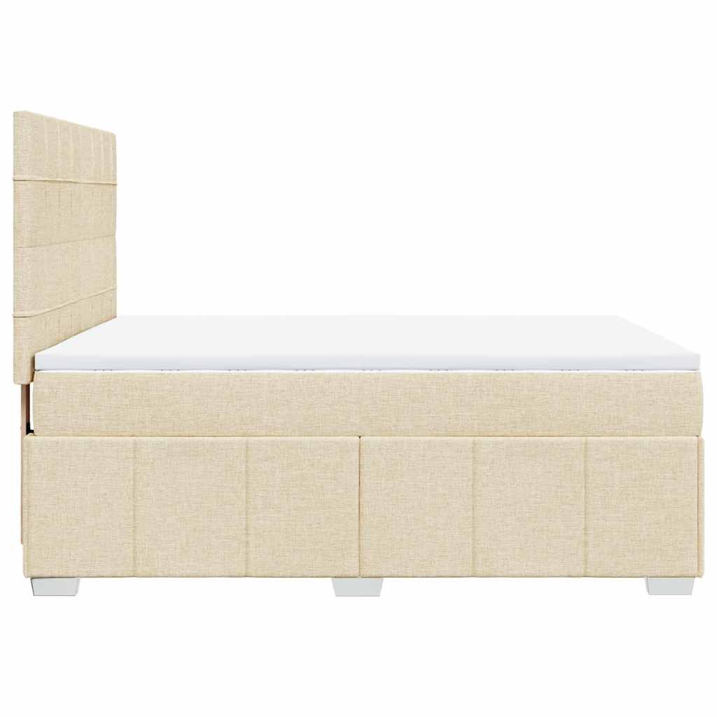 Κρεβάτι Boxspring με Στρώμα Κρεμ 140x190 εκ. Υφασμάτινο - Pakobazaar