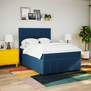 Κρεβάτι Boxspring με Στρώμα Μπλε 140x190 εκ. Υφασμάτινο - Pakobazaar