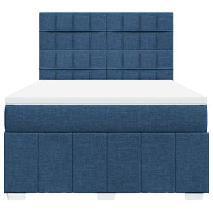 Κρεβάτι Boxspring με Στρώμα Μπλε 140x190 εκ. Υφασμάτινο - Pakobazaar