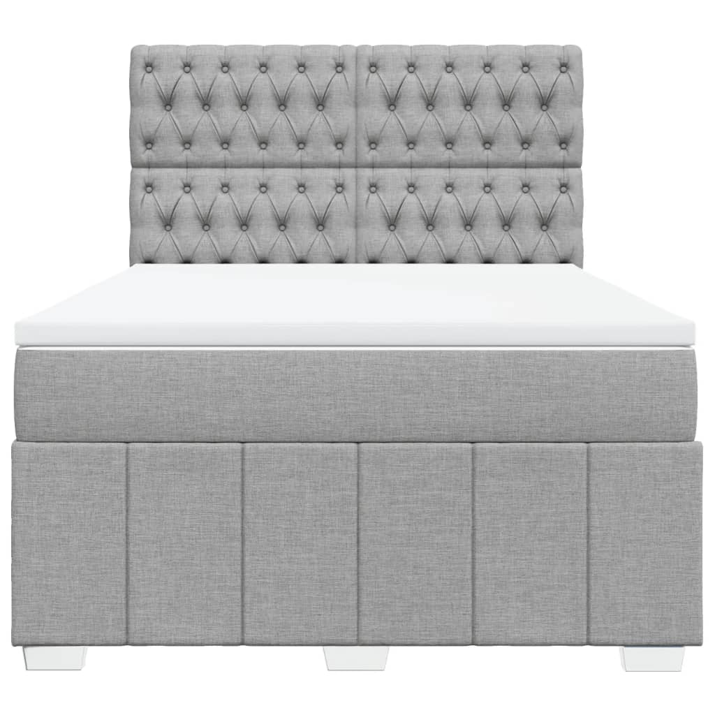 Κρεβάτι Boxspring με Στρώμα Ανοιχτό Γκρι 140x190 εκ. Υφασμάτινο - Pakobazaar