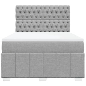 Κρεβάτι Boxspring με Στρώμα Ανοιχτό Γκρι 140x190 εκ. Υφασμάτινο - Pakobazaar