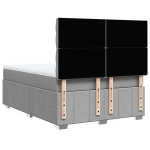 Κρεβάτι Boxspring με Στρώμα Ανοιχτό Γκρι 140x190 εκ. Υφασμάτινο - Pakobazaar