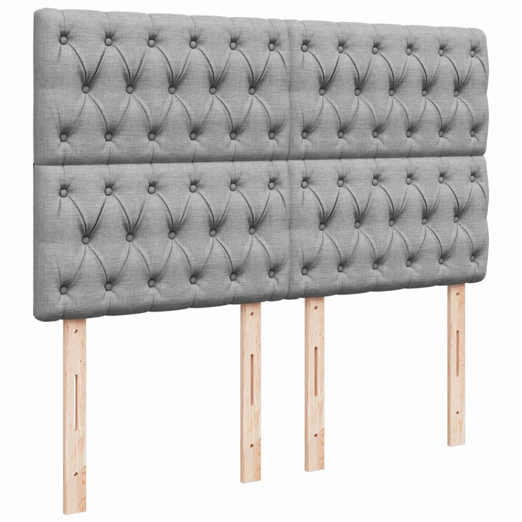 Κρεβάτι Boxspring με Στρώμα Ανοιχτό Γκρι 140x190 εκ. Υφασμάτινο - Pakobazaar