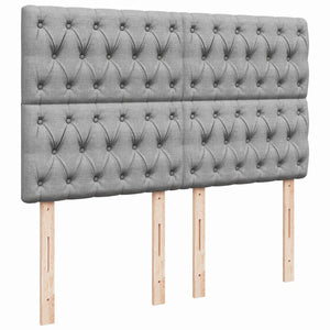 Κρεβάτι Boxspring με Στρώμα Ανοιχτό Γκρι 140x190 εκ. Υφασμάτινο - Pakobazaar