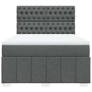Κρεβάτι Boxspring με Στρώμα Σκούρο Γκρι 140x190 εκ. Υφασμάτινο - Pakobazaar