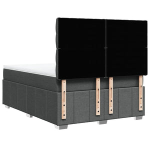 Κρεβάτι Boxspring με Στρώμα Σκούρο Γκρι 140x190 εκ. Υφασμάτινο - Pakobazaar